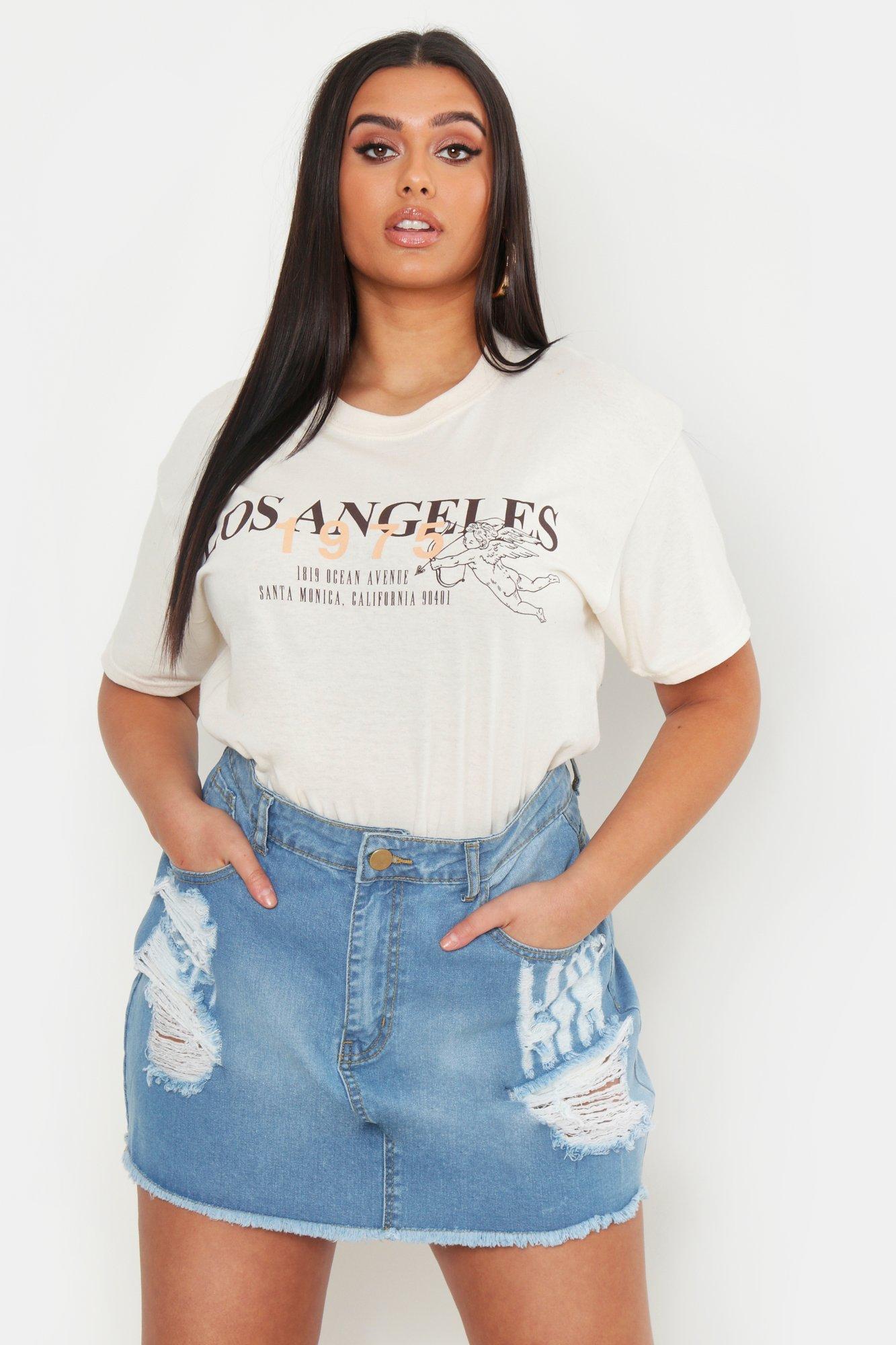 boohoo plus size denim skirt