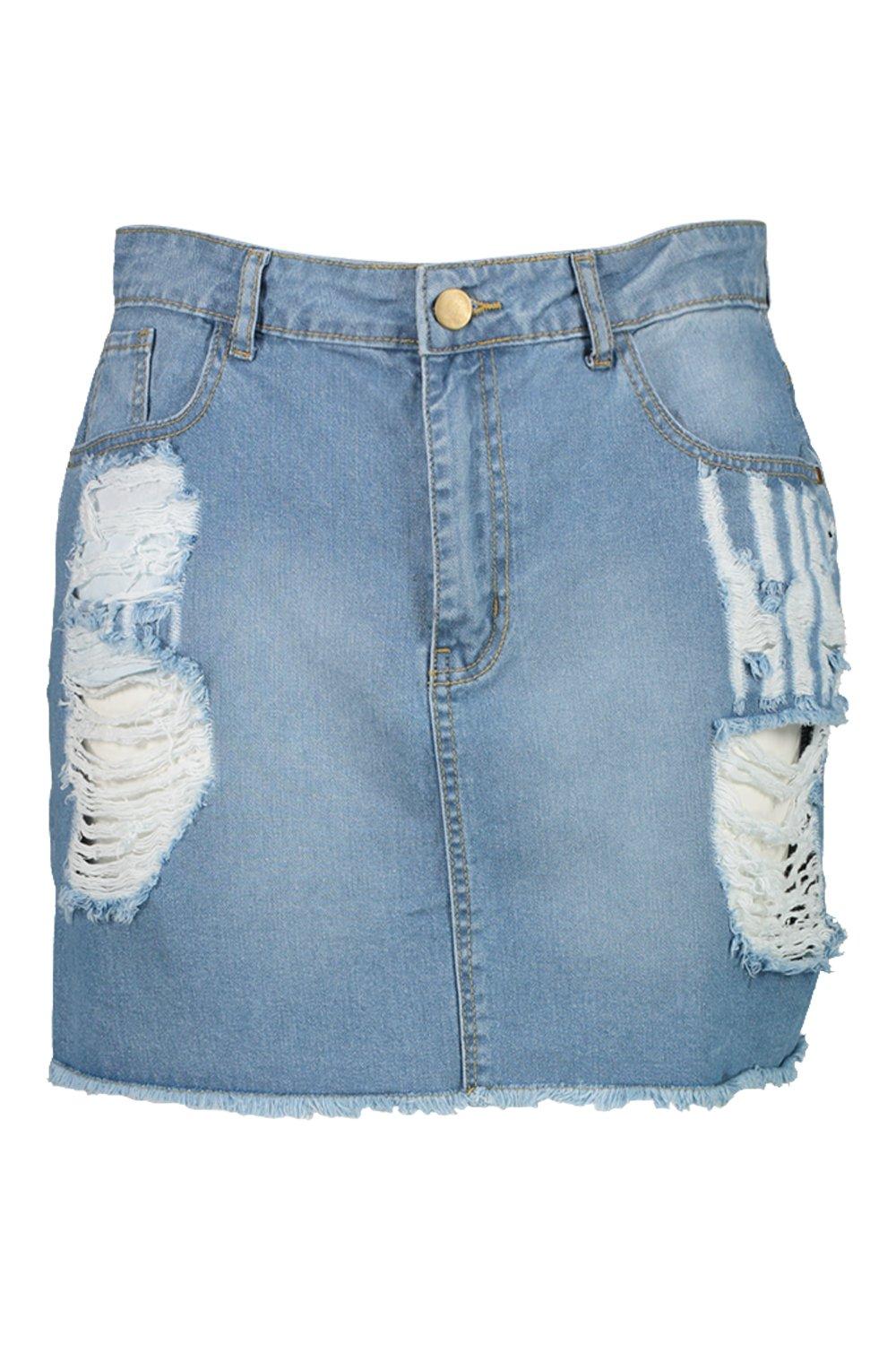 plus size distressed jean skirt