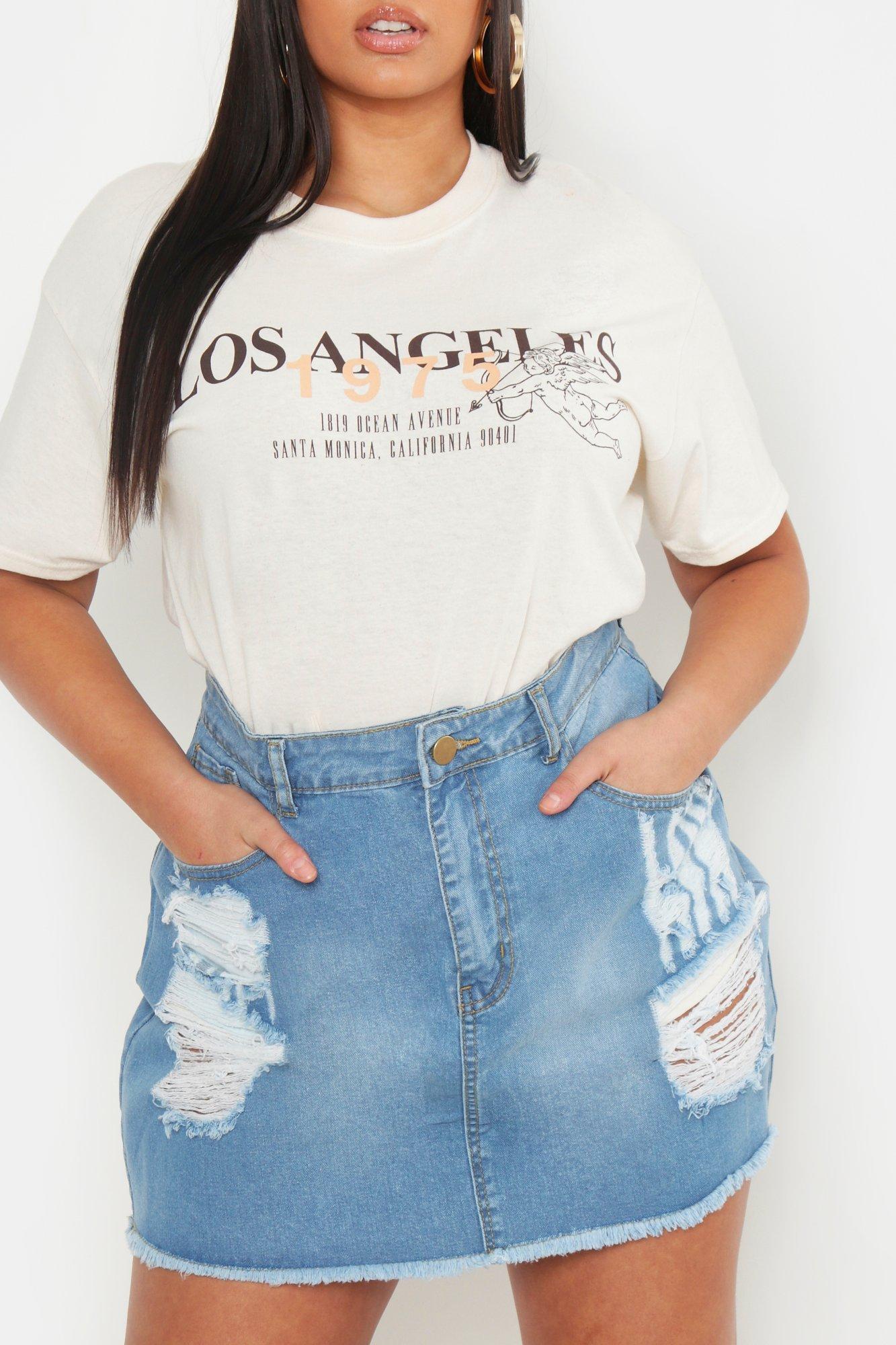 boohoo plus size denim skirt