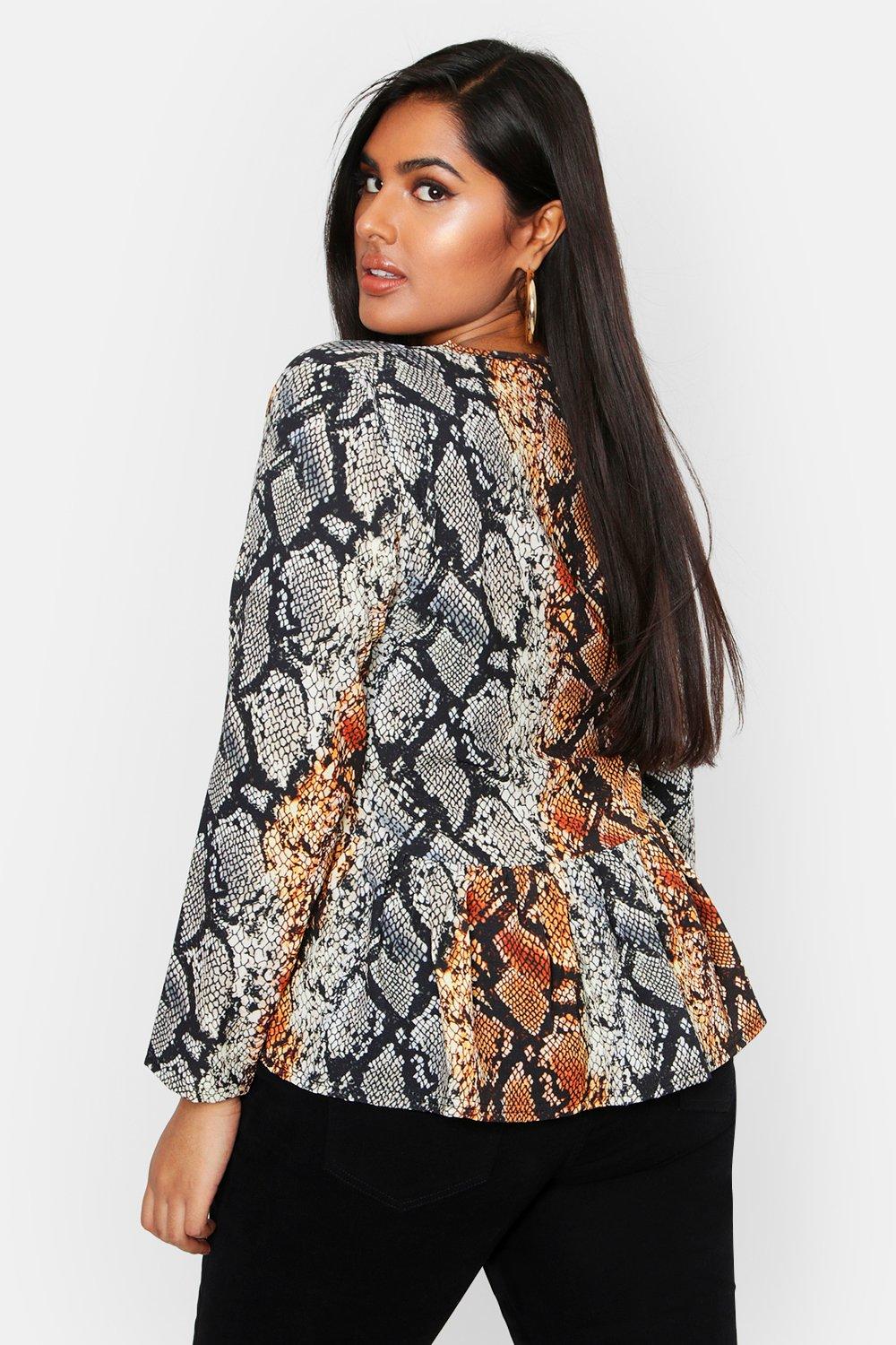 Snake print peplum top online