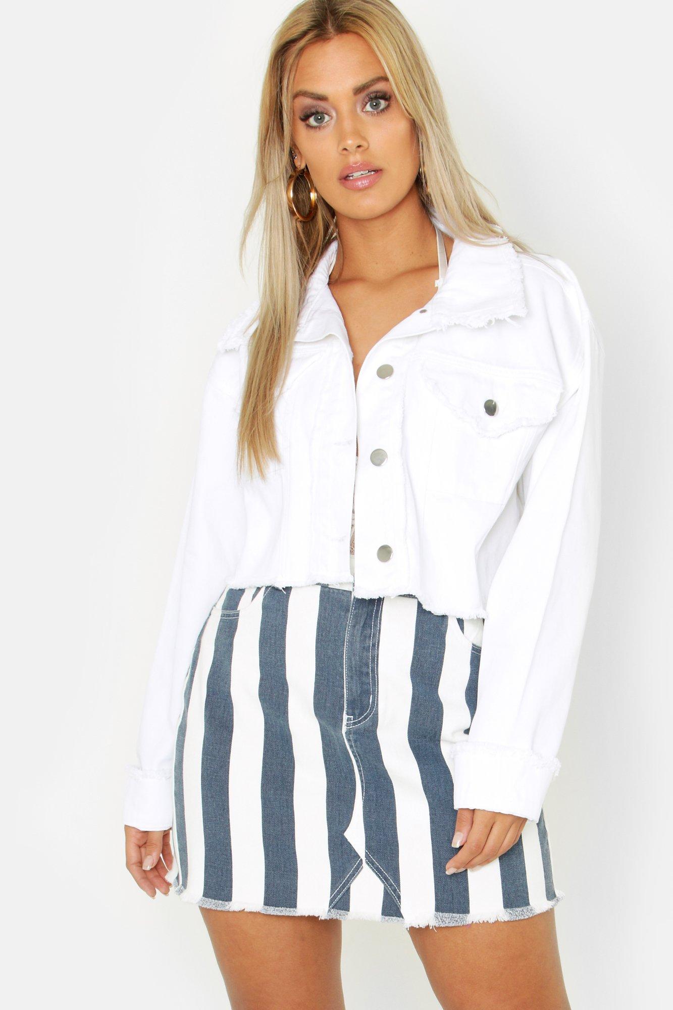 plus white denim jacket