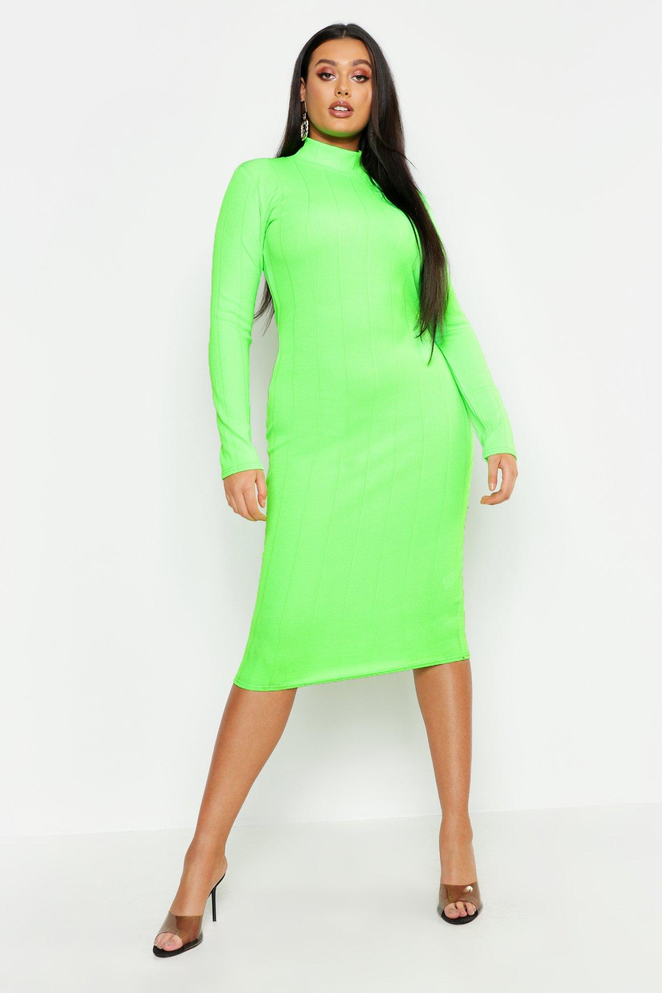 long sleeve neon dress