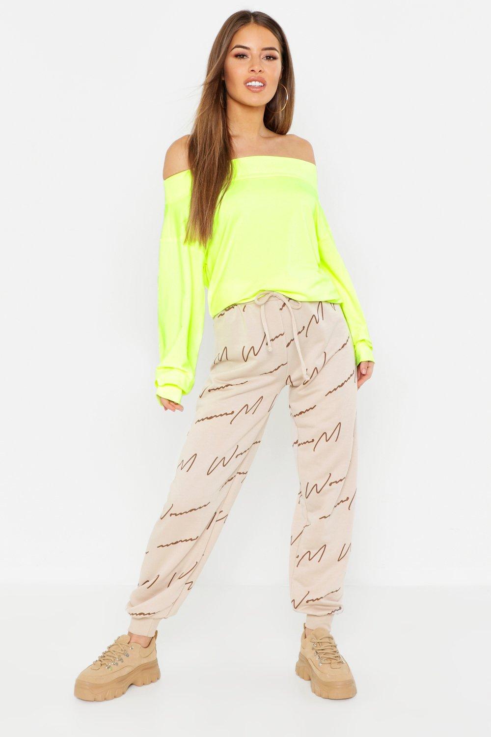 Petite Neon Off The Shoulder Sweat Top boohoo NO