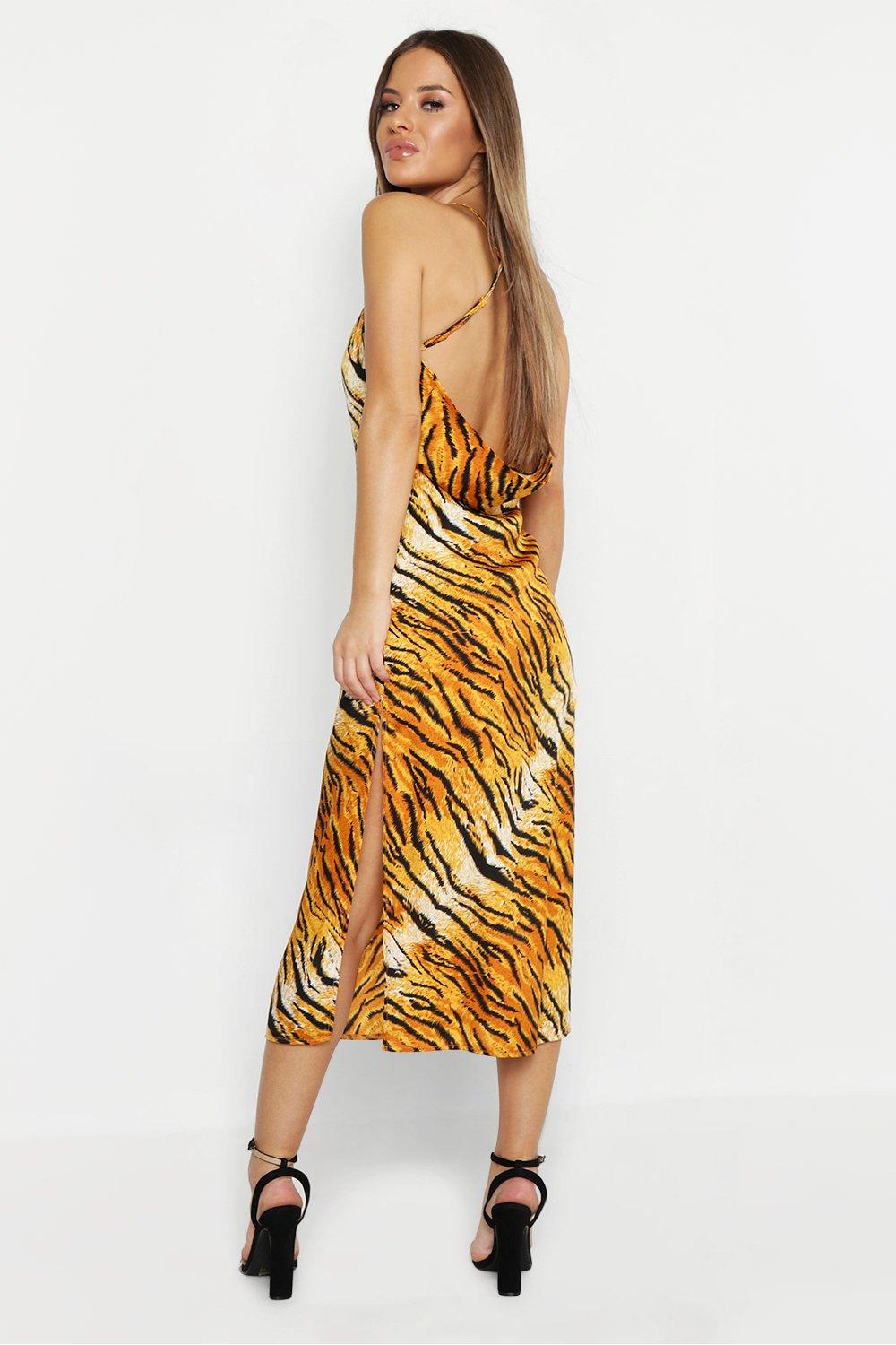 Tiger satin outlet slip dress