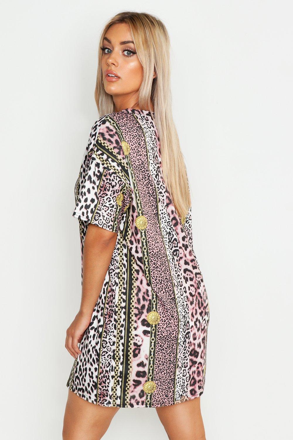 boohoo chain print shirt dress