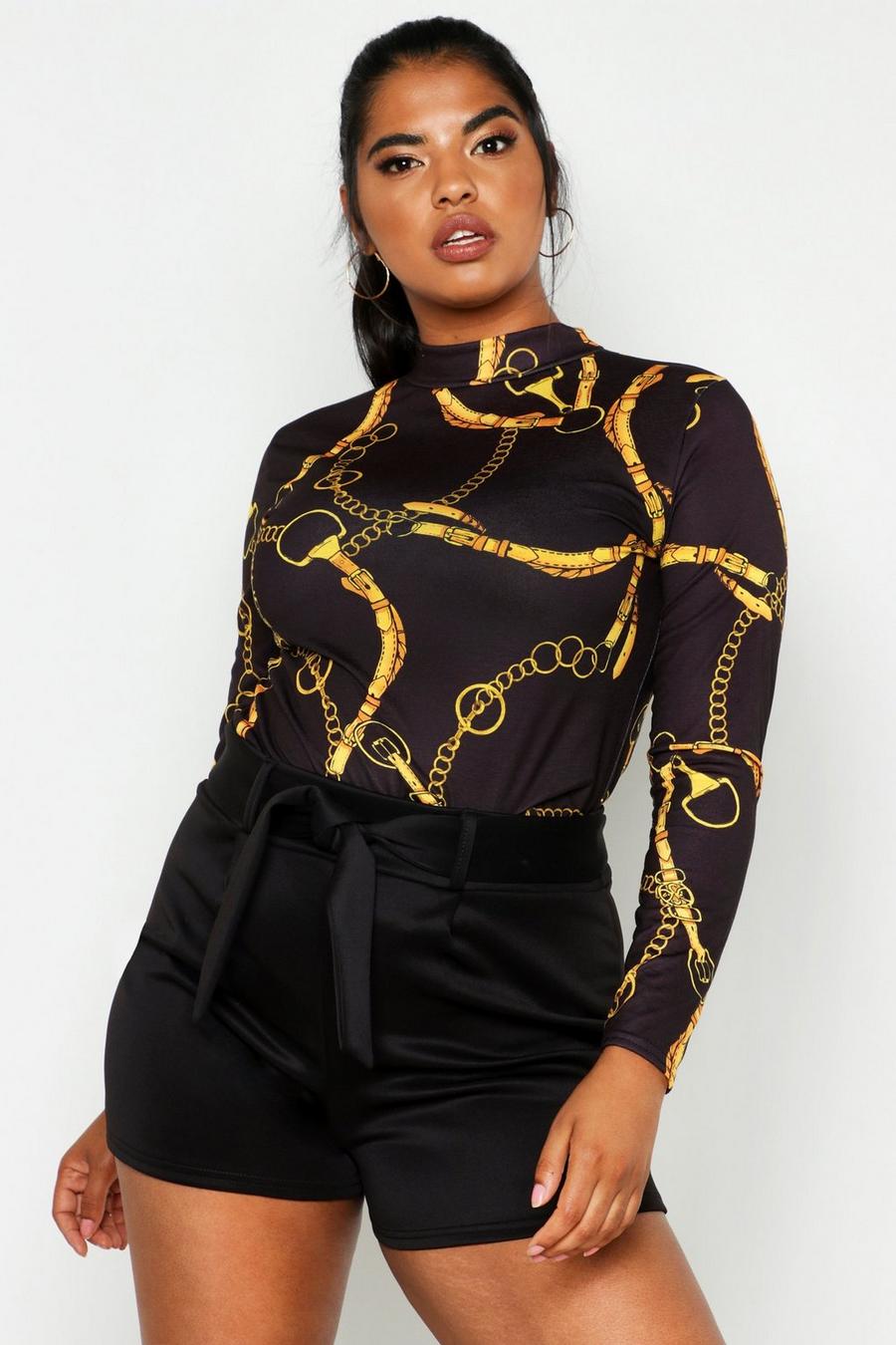 Plus Chain Print High Neck Top image number 1