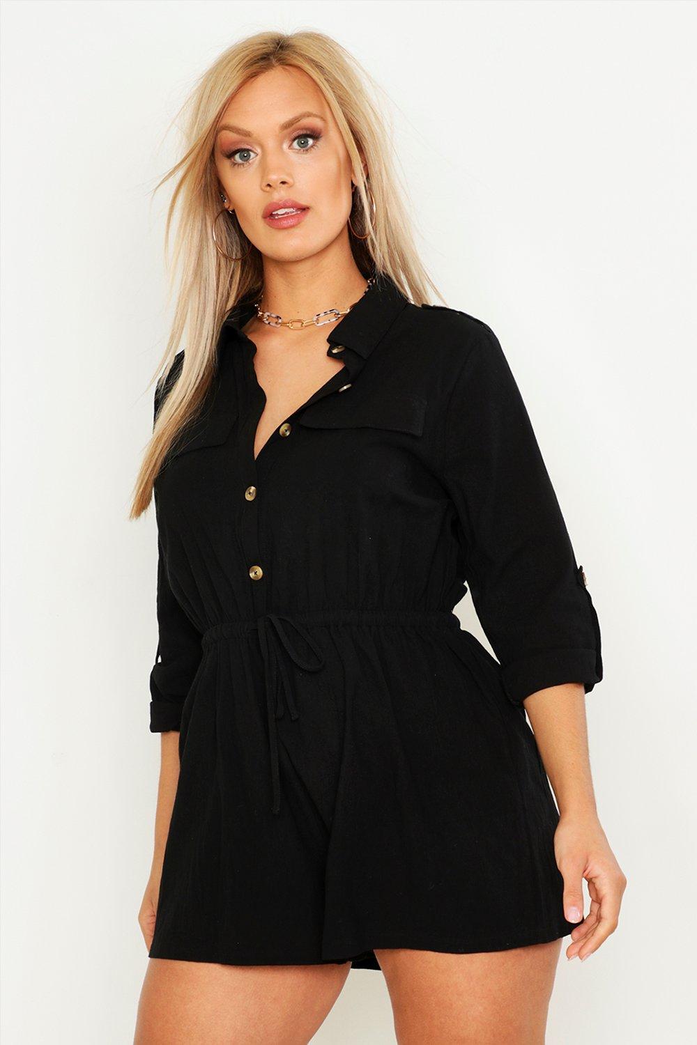 black utility playsuit