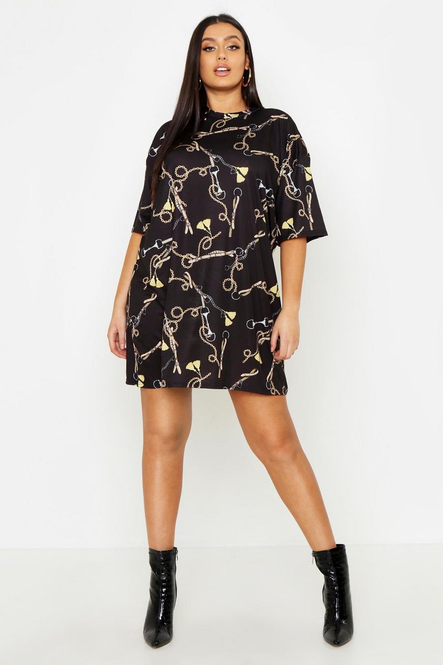 Plus Chain Graphic T-Shirt Dress image number 1