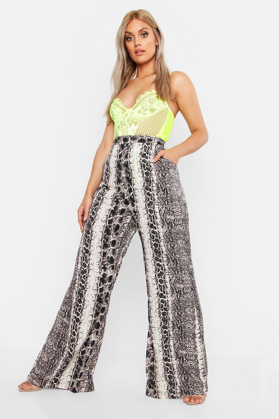 Grey Plus Snake Woven Wide Leg Trouser image number 1