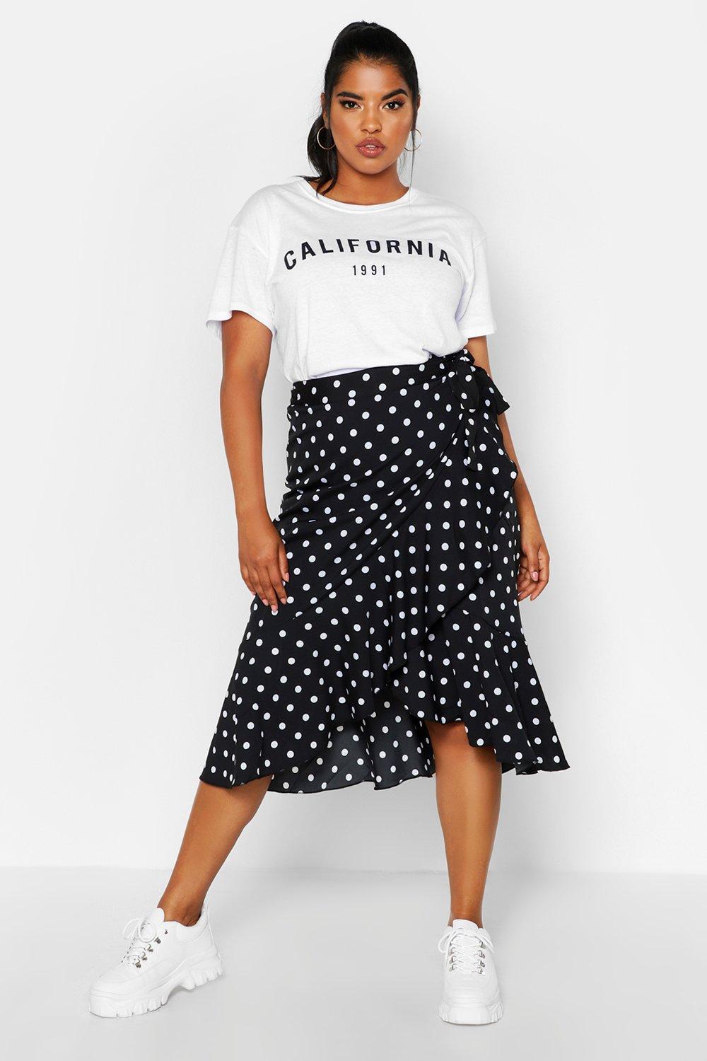 ruffle wrap midi skirt