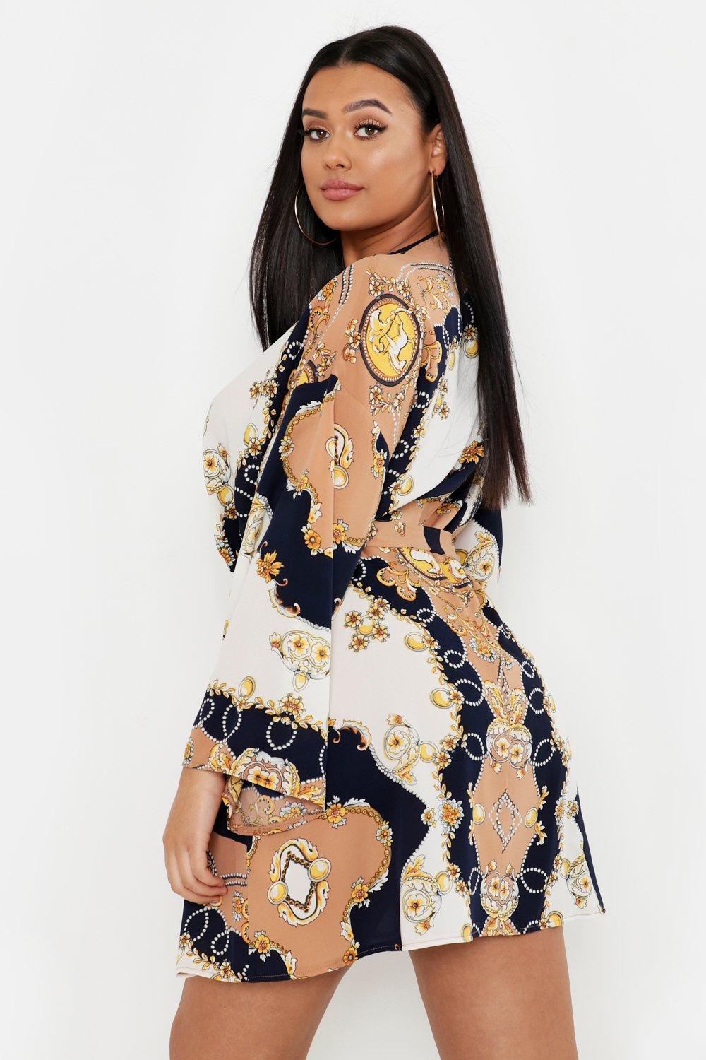 chain print skater dress