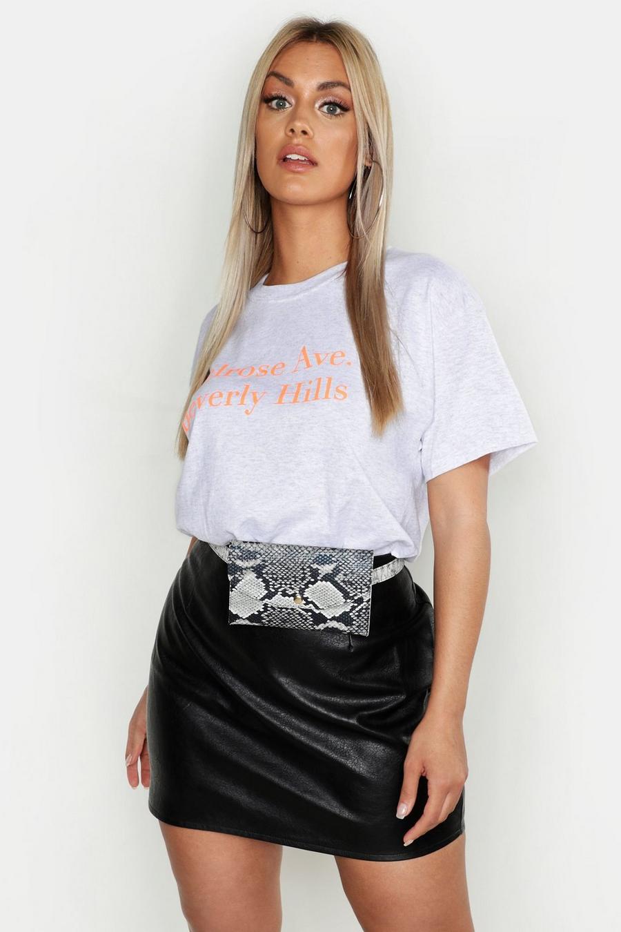 Grey Plus Neon Melrose Beverly Hills Graphic T-Shirt image number 1