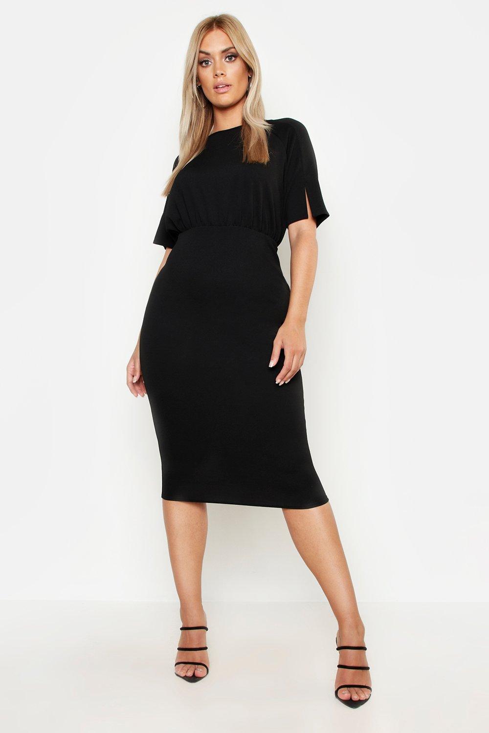 split sleeve black dress