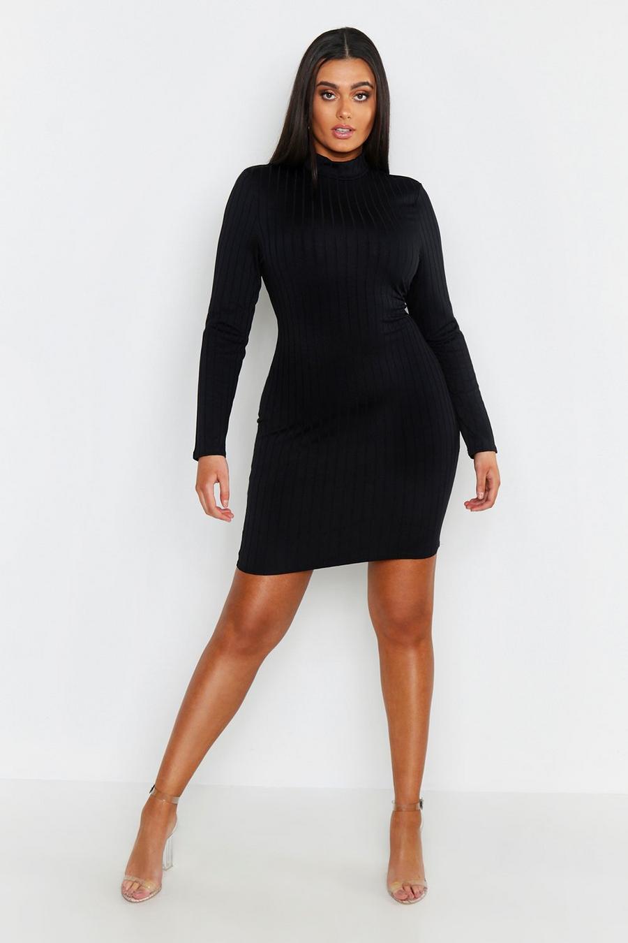 Plus Ribbed High Neck Bodycon Dress image number 1