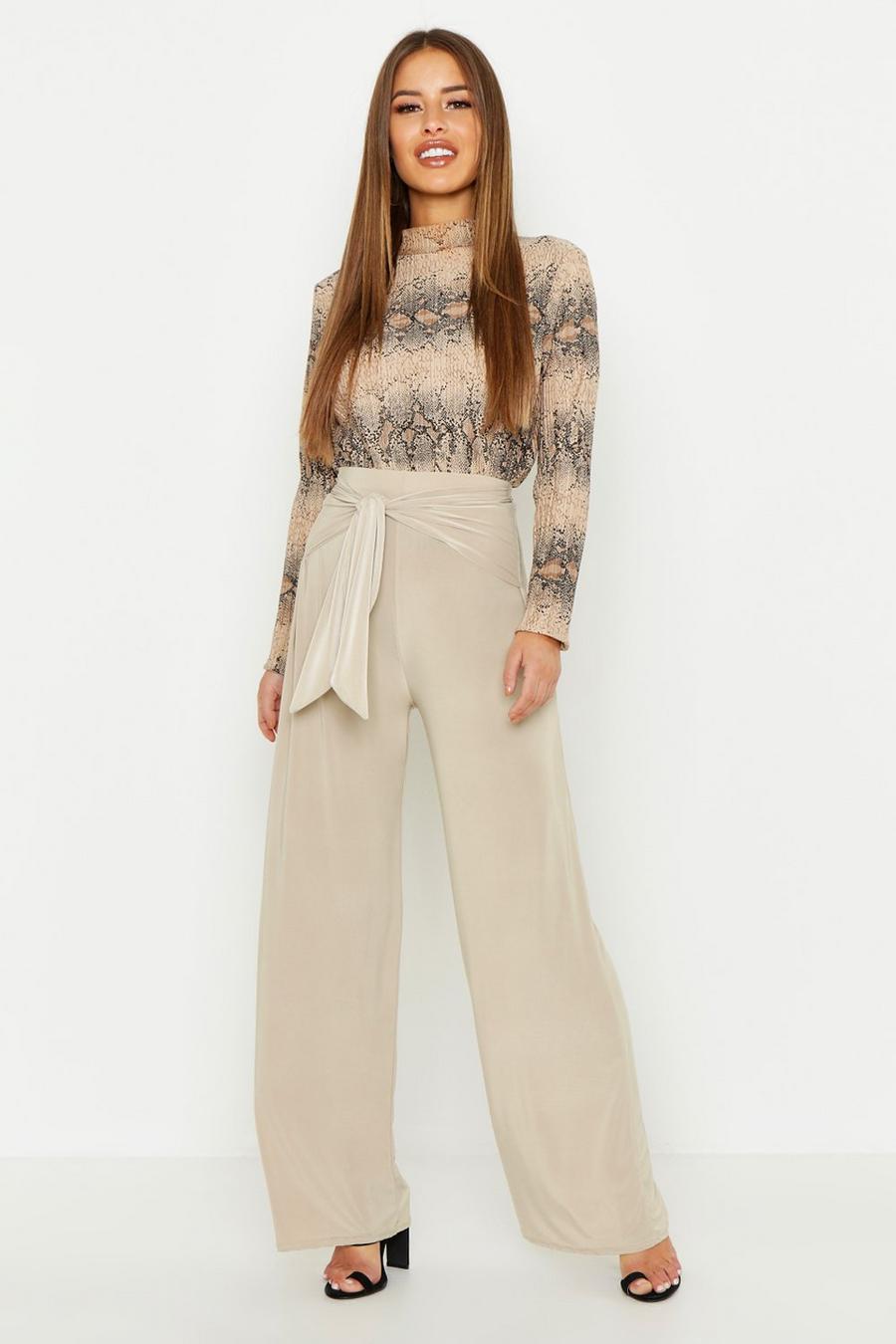 Petite Tie Front Wide Leg Trouser image number 1
