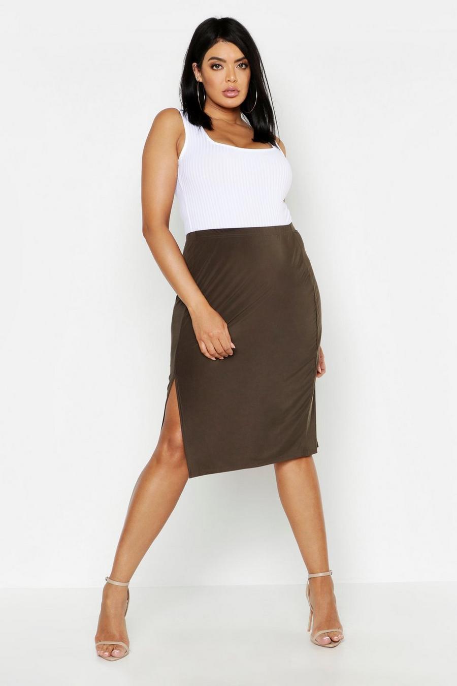 Plus Slinky Split Midi Skirt image number 1