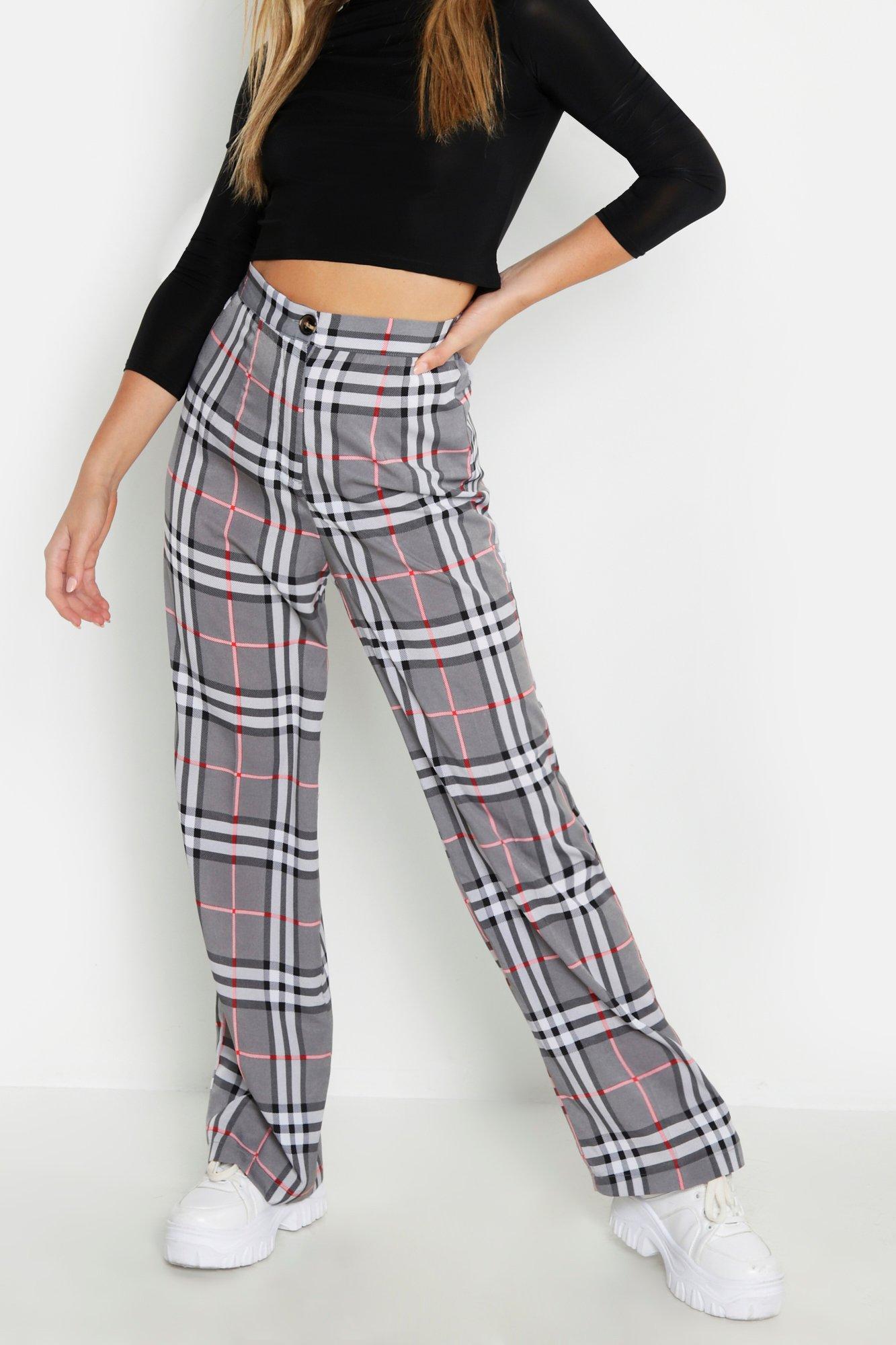 petite checked trousers