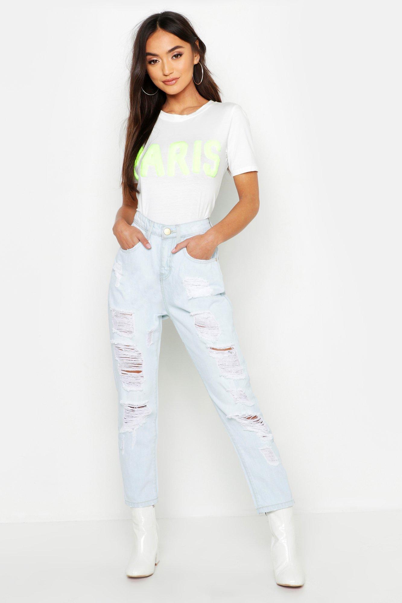 light wash distressed mom jeans