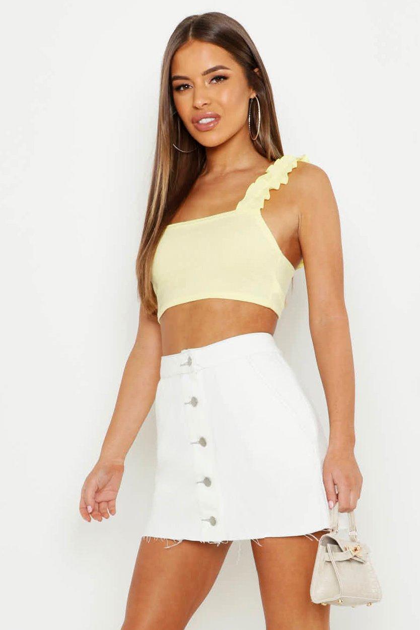 petite white denim skirt