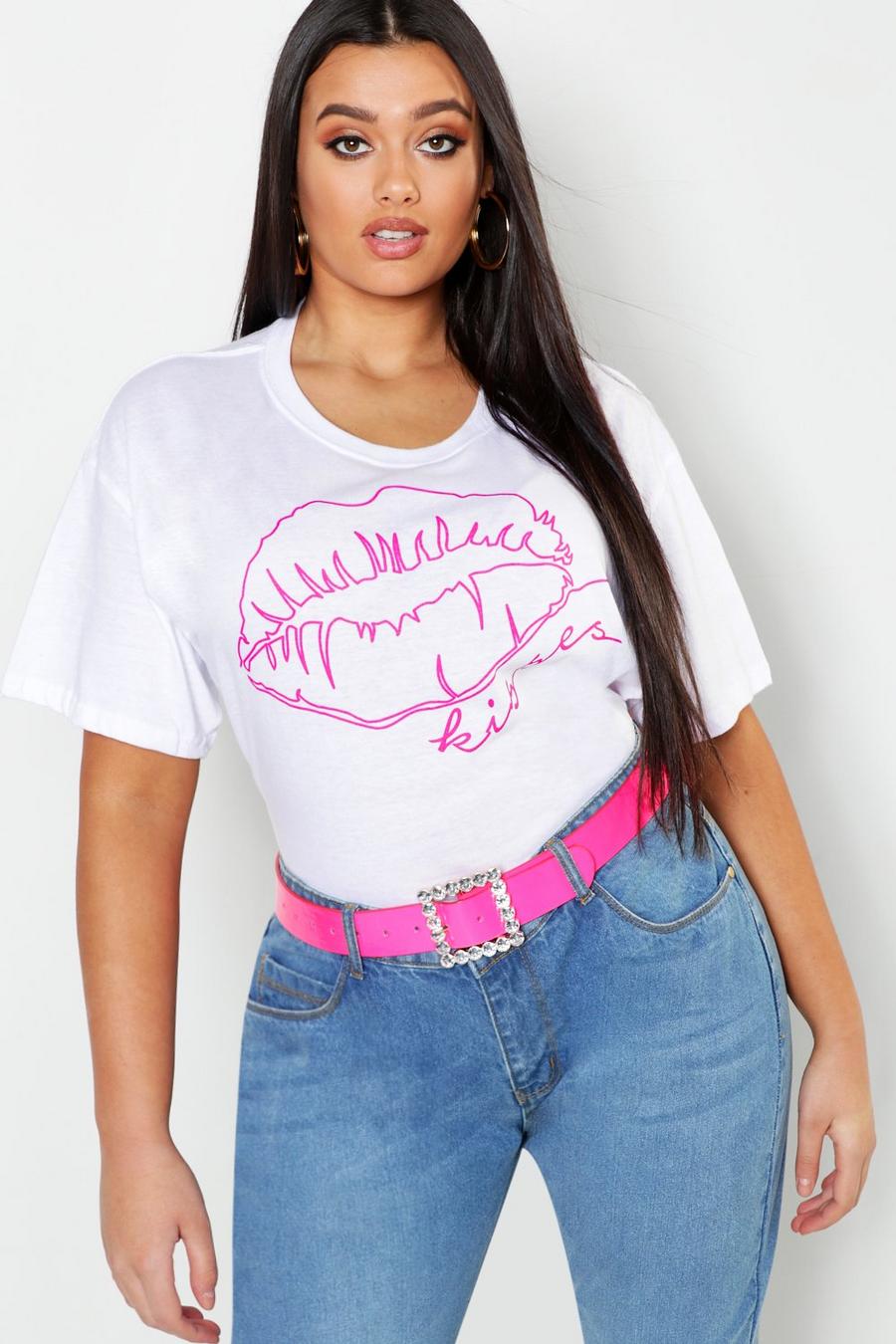 Plus Neon Lips Graphic T-Shirt image number 1