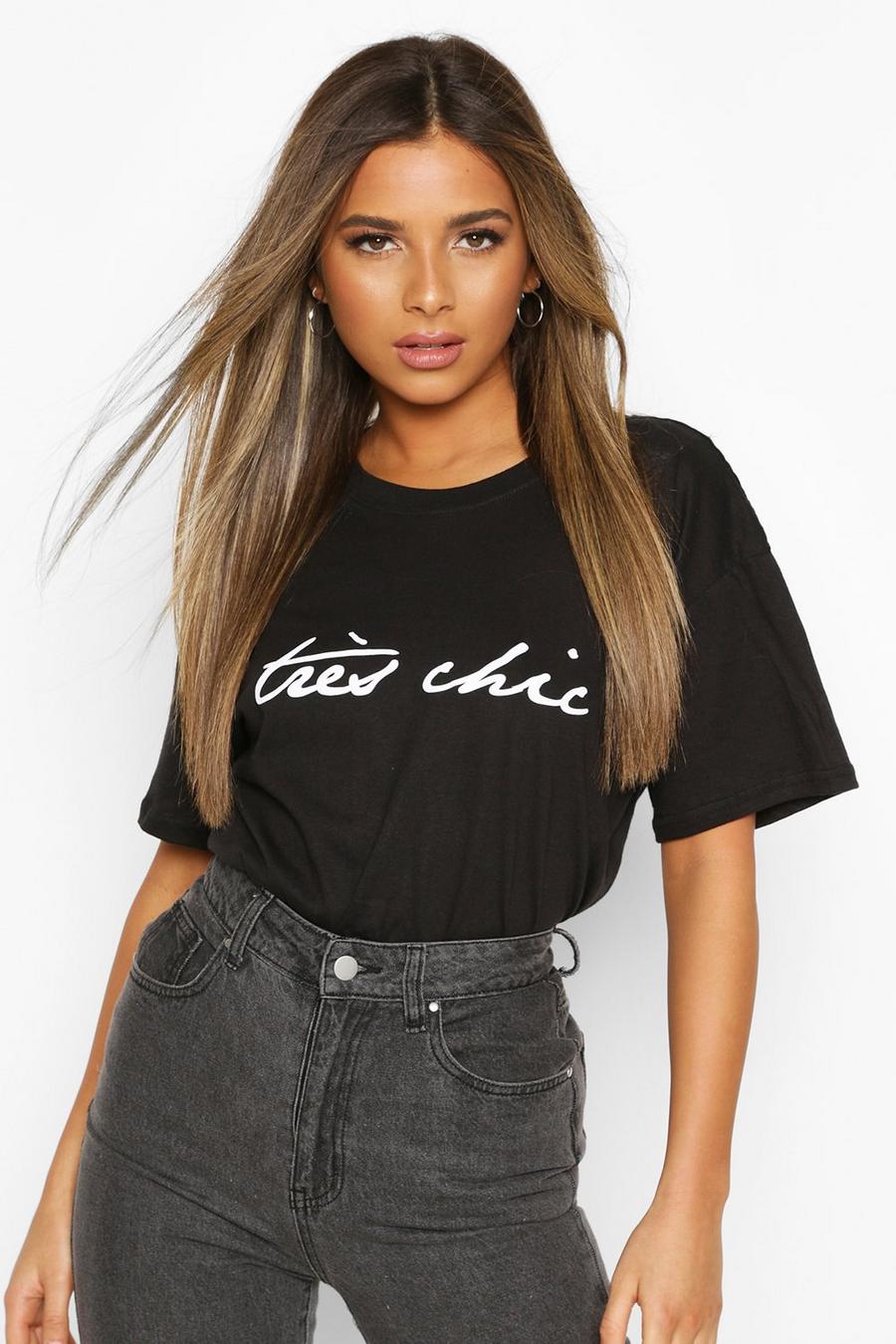 T-shirt à slogan Tres Chic Petite, Noir image number 1