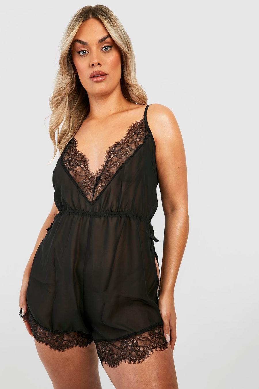 Lingerie Plus Size Black Baby Doll Lovely Lacy Lady - $16.00