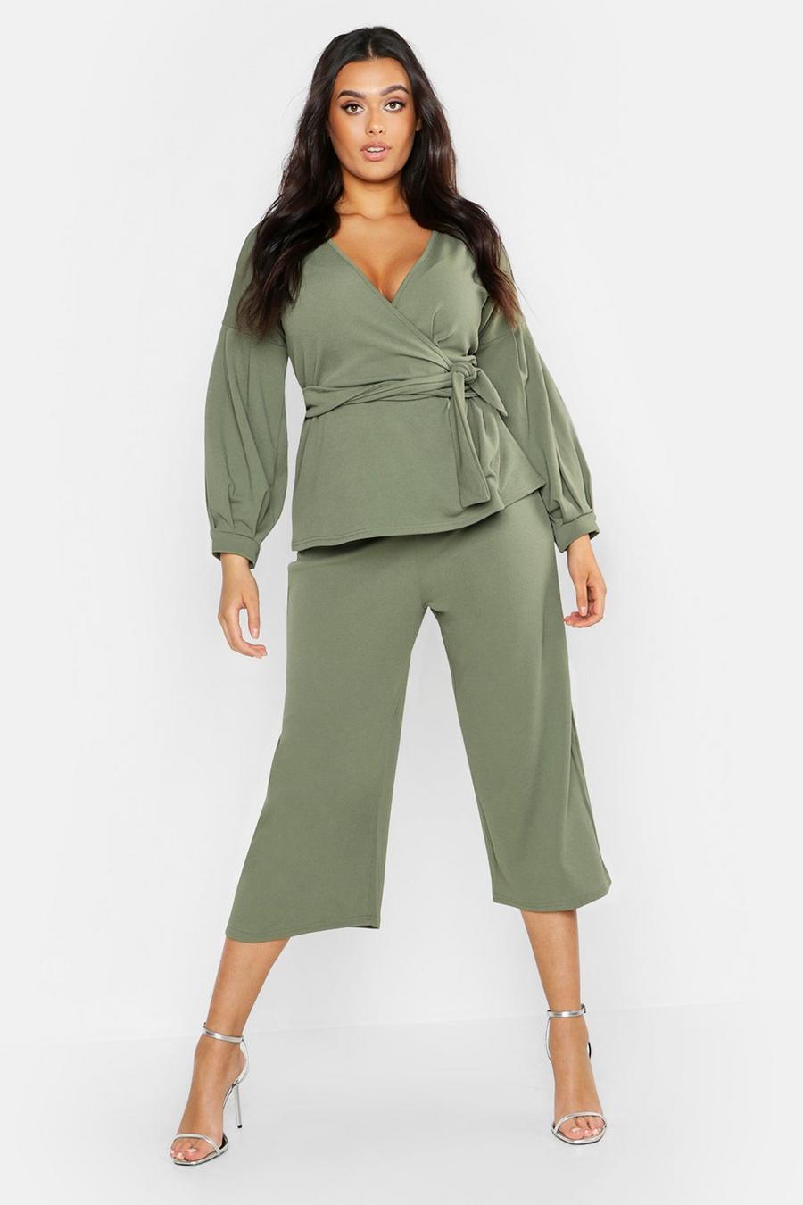 Plus Wrap Top & Tapered Pants Co-Ord image number 1