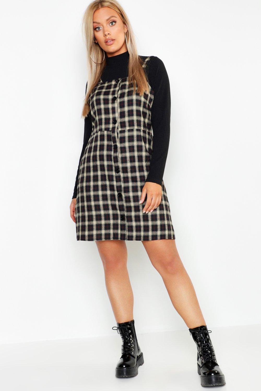 boohoo plaid dress