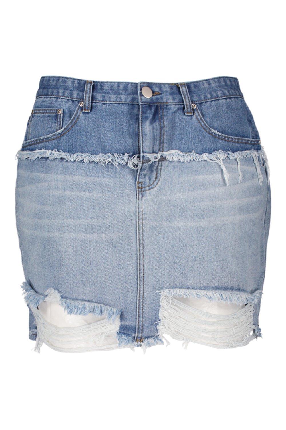 jean skirt with fringe