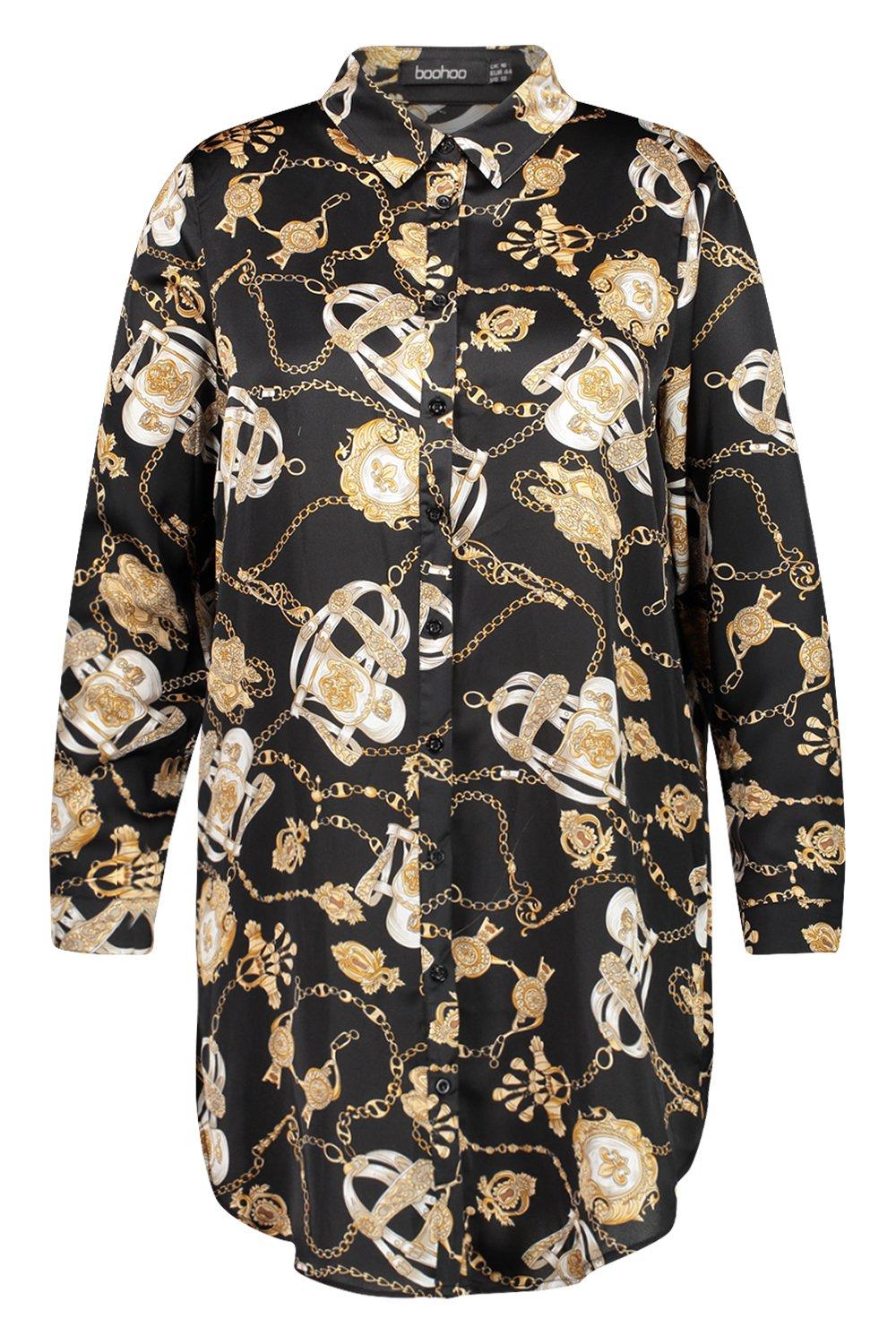 boohoo chain print shirt dress