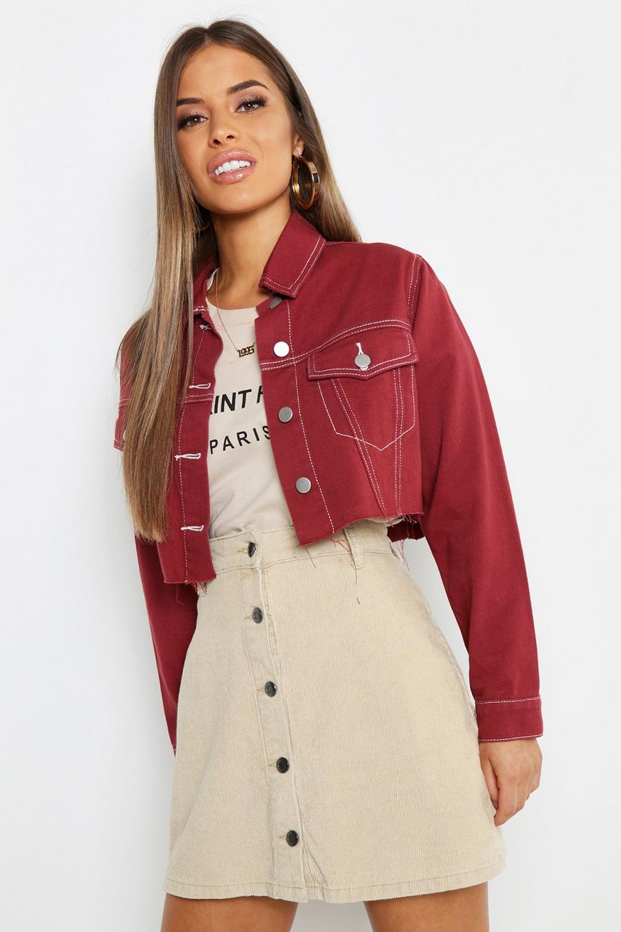 Women's Petite Contrast Stitch Crop Jacket | Boohoo UK