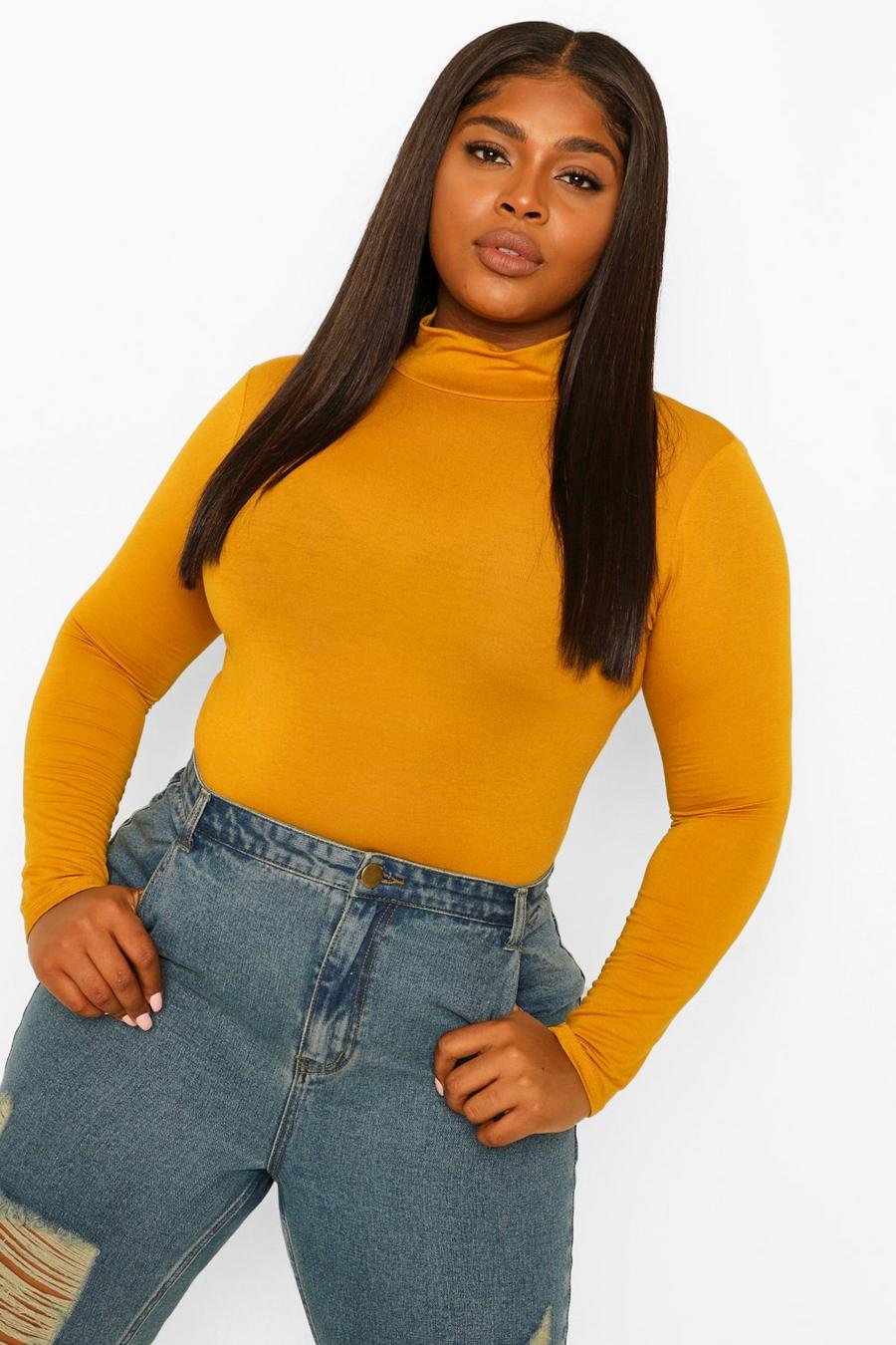 Mustard Plus Roll Neck Long Sleeve Top image number 1