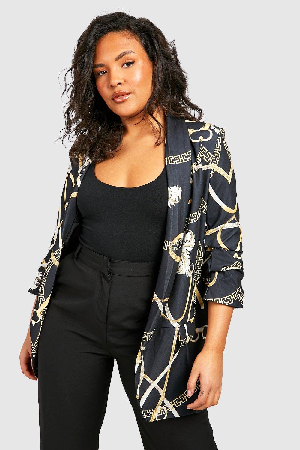 boohoo ruched sleeve blazer