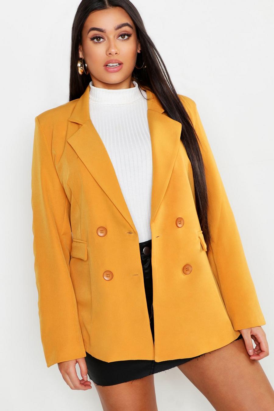 Mustard Plus Oversized Double Breasted Blazer image number 1