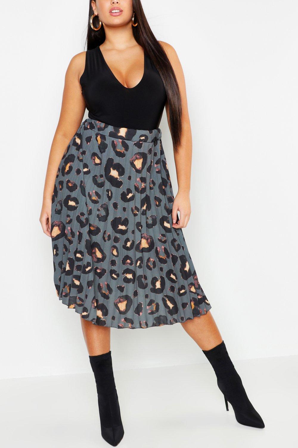 boohoo leopard print midi skirt