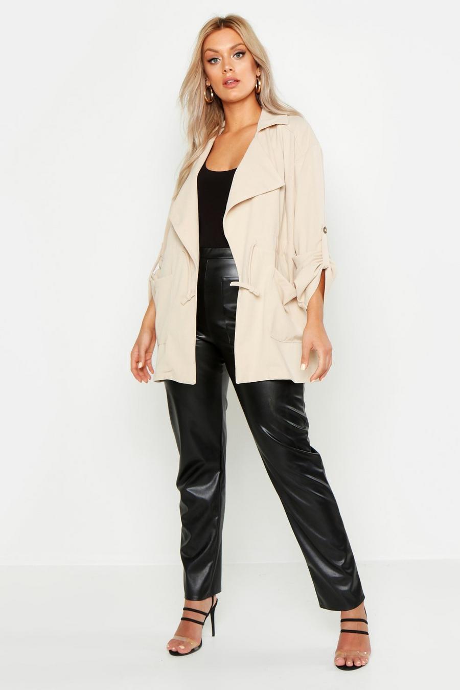 Plus Waterfall Ruched Utility Jacket image number 1