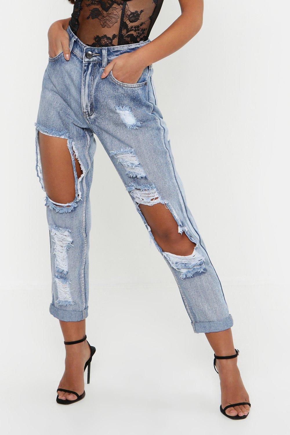 petite ripped boyfriend jeans