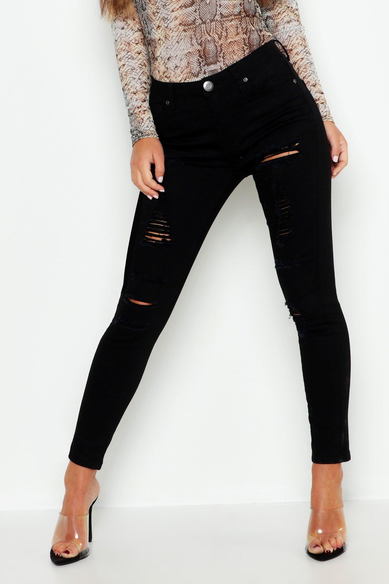 petite ripped jeans black