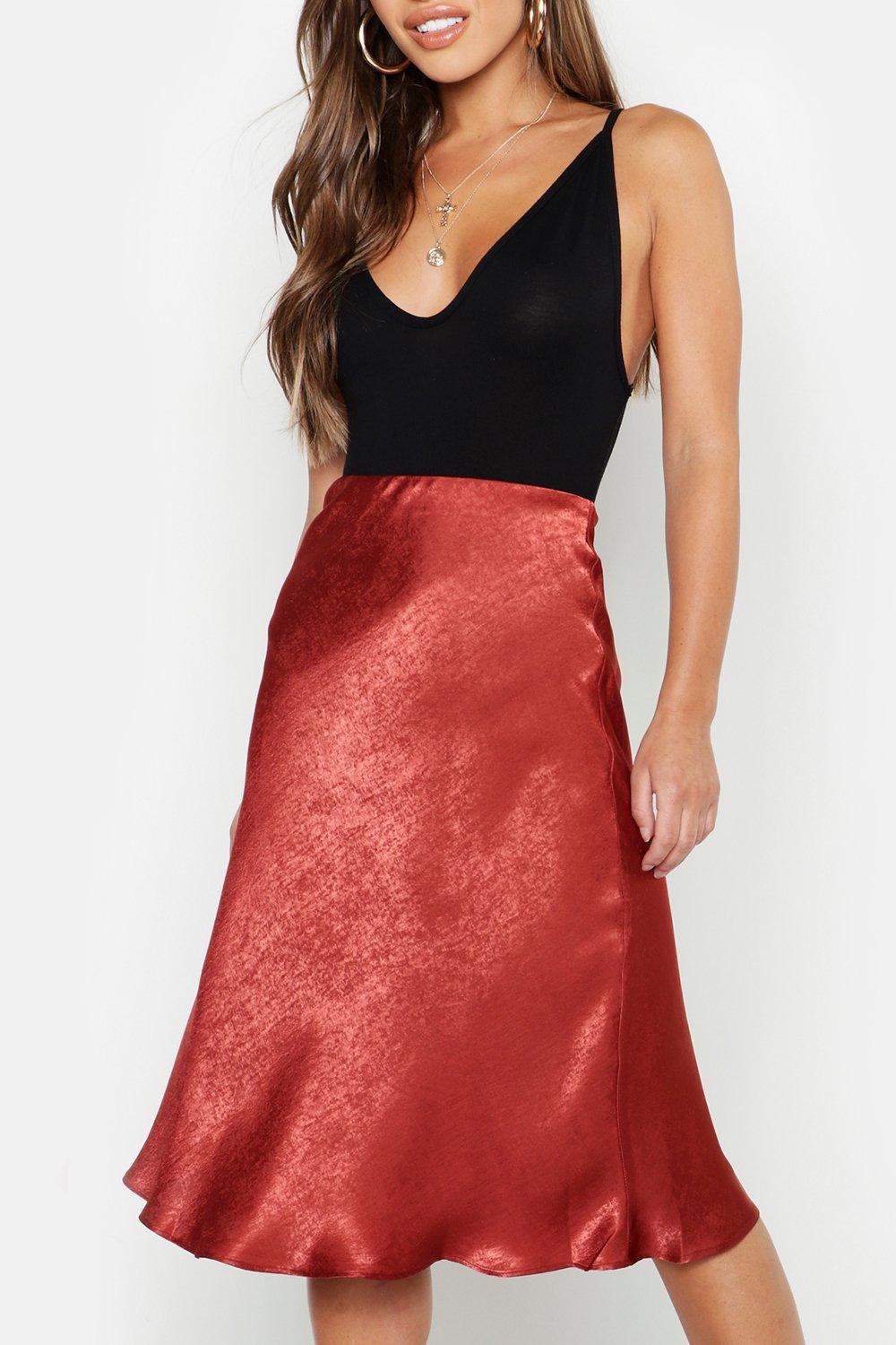 Petite Satin Midi Skirt