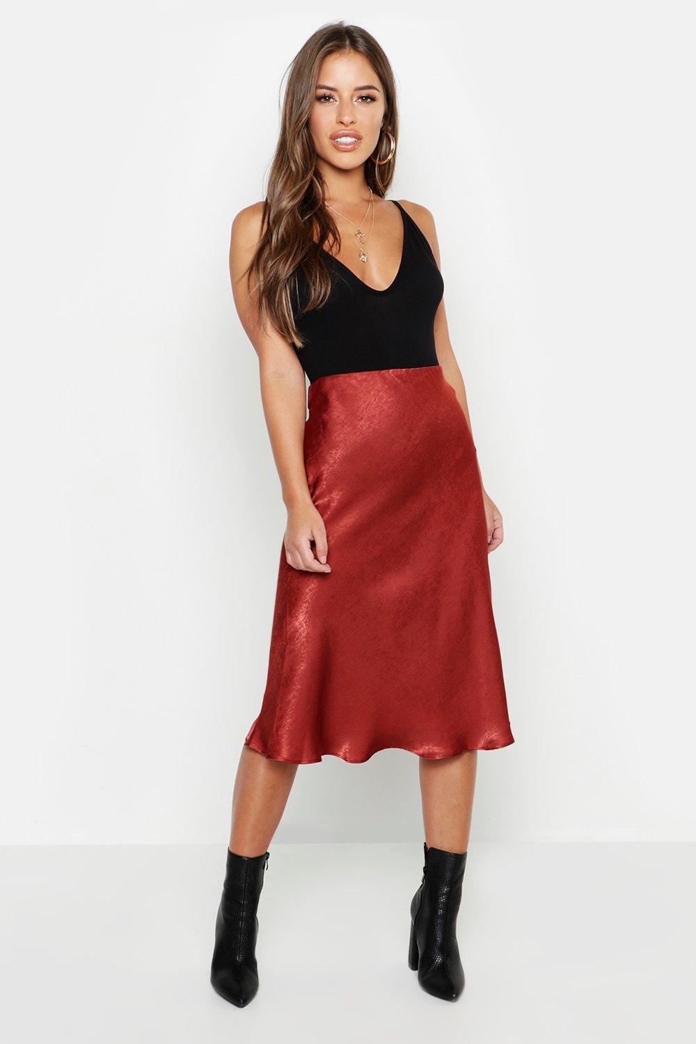 new look petite satin midi skirt in navy