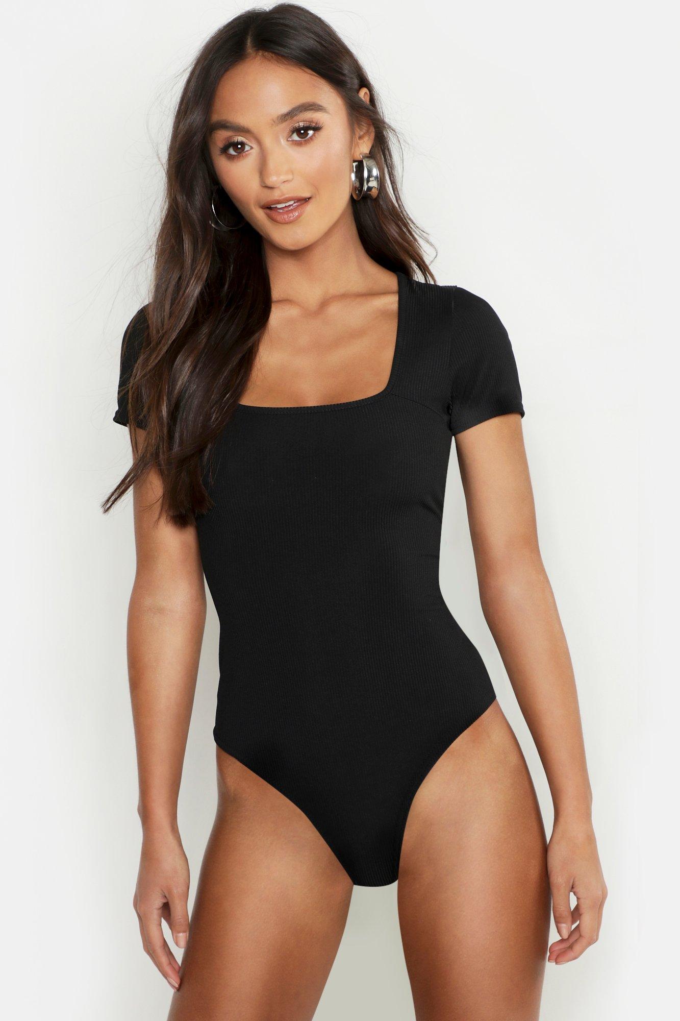 black square neck bodysuit