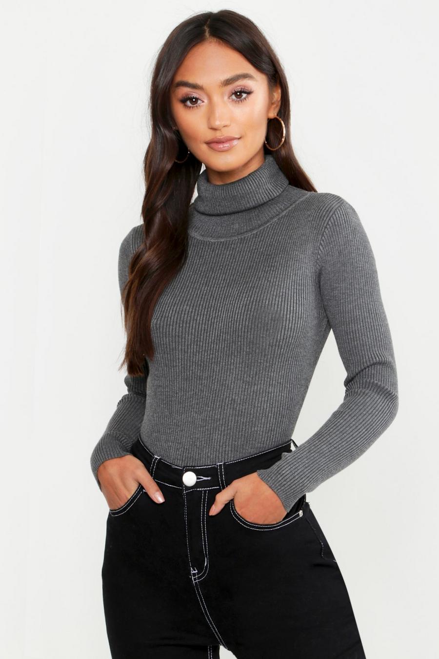 Petite Rib Knit Turtleneck Sweater image number 1
