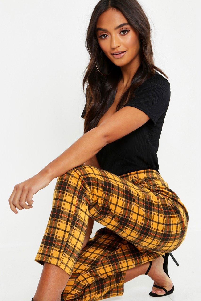 mustard yellow plaid pants