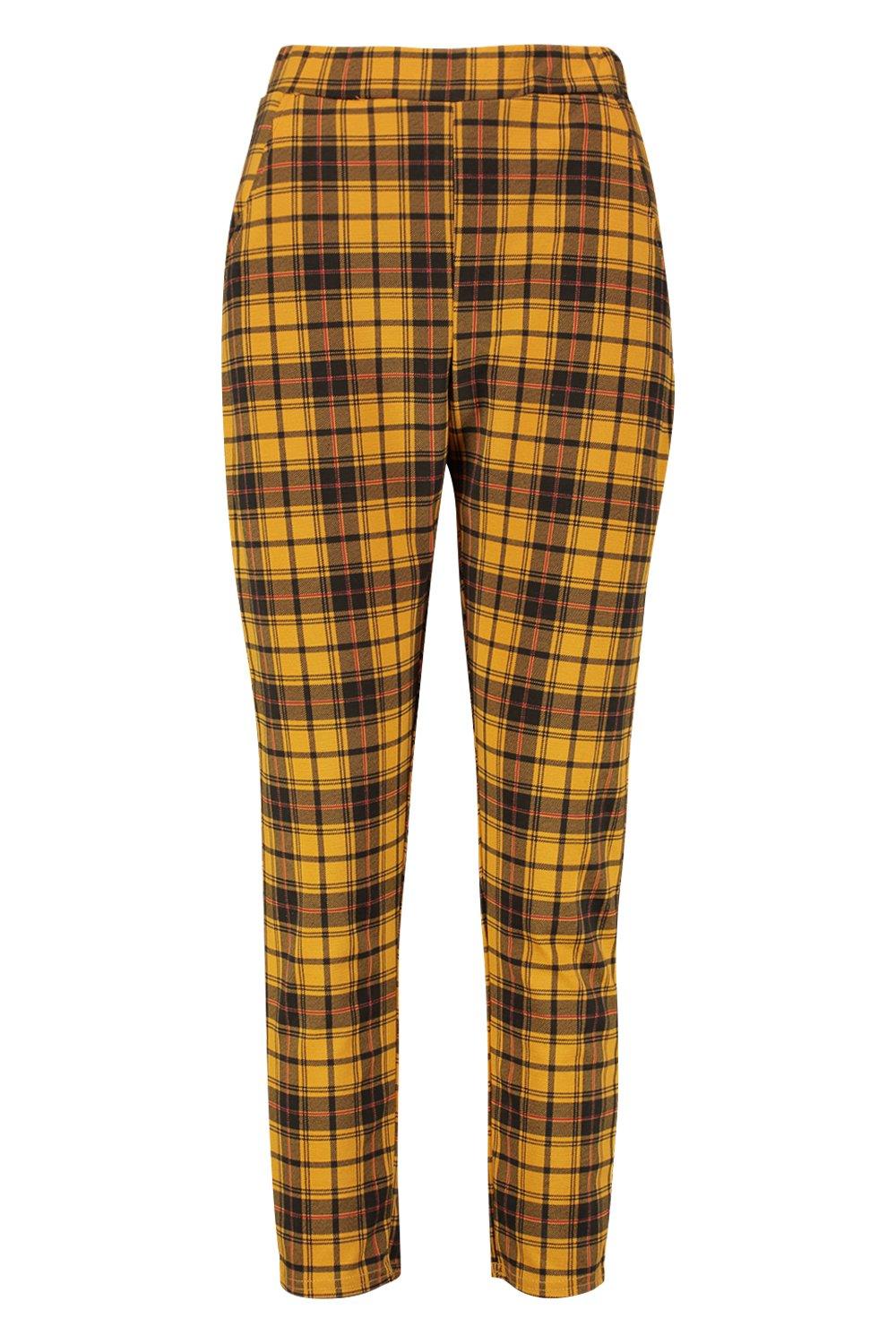 mustard yellow plaid pants