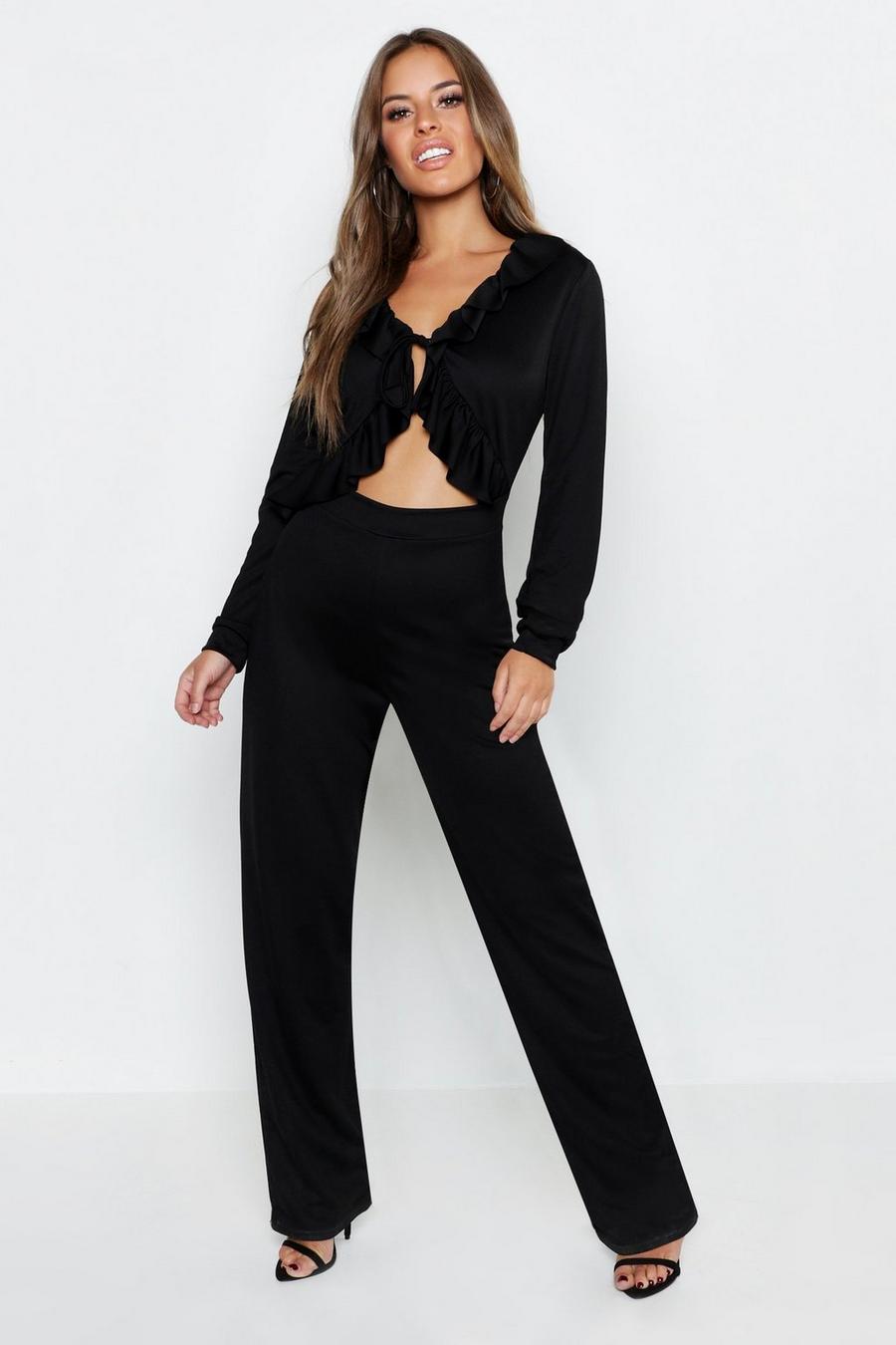 Petite Ruffle Front Cut Out Jumpsuit image number 1