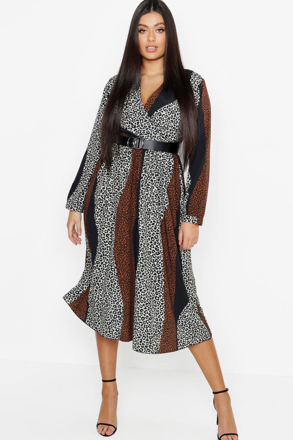 boohoo curve leopard print dress