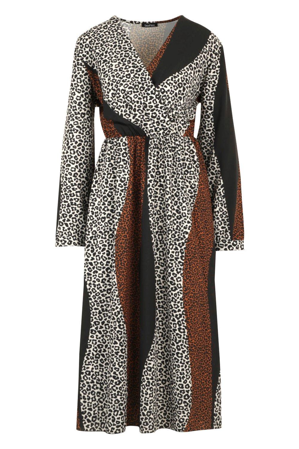 boohoo animal print wrap dress