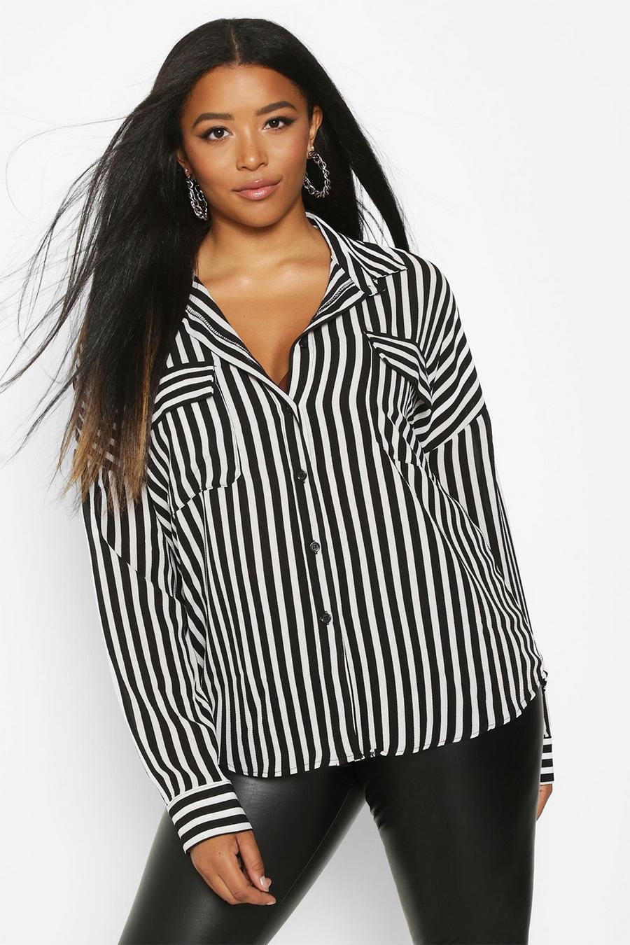 Black Plus Stripe Pocket Shirt image number 1