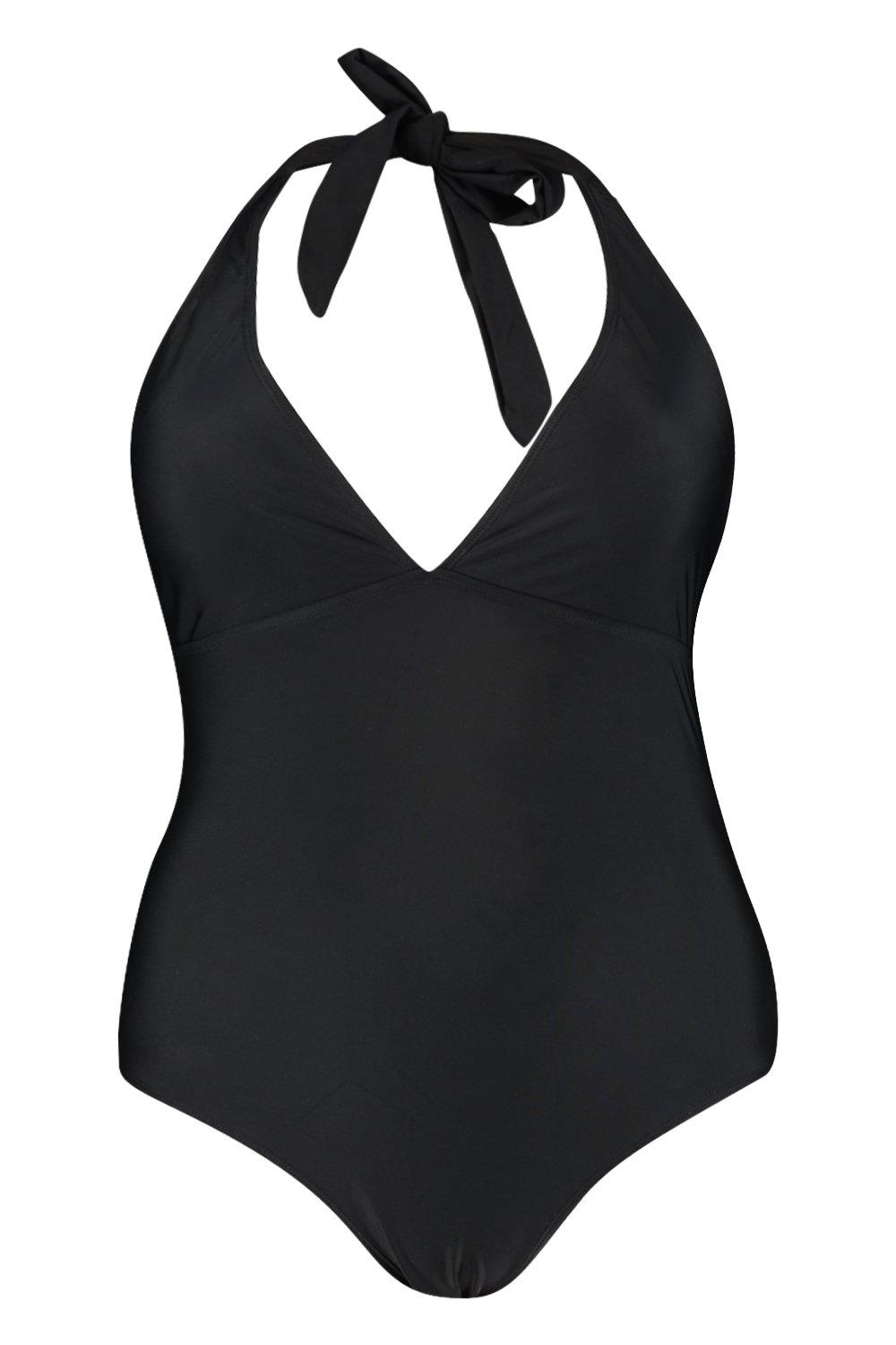 Halter neck black on sale swimsuit