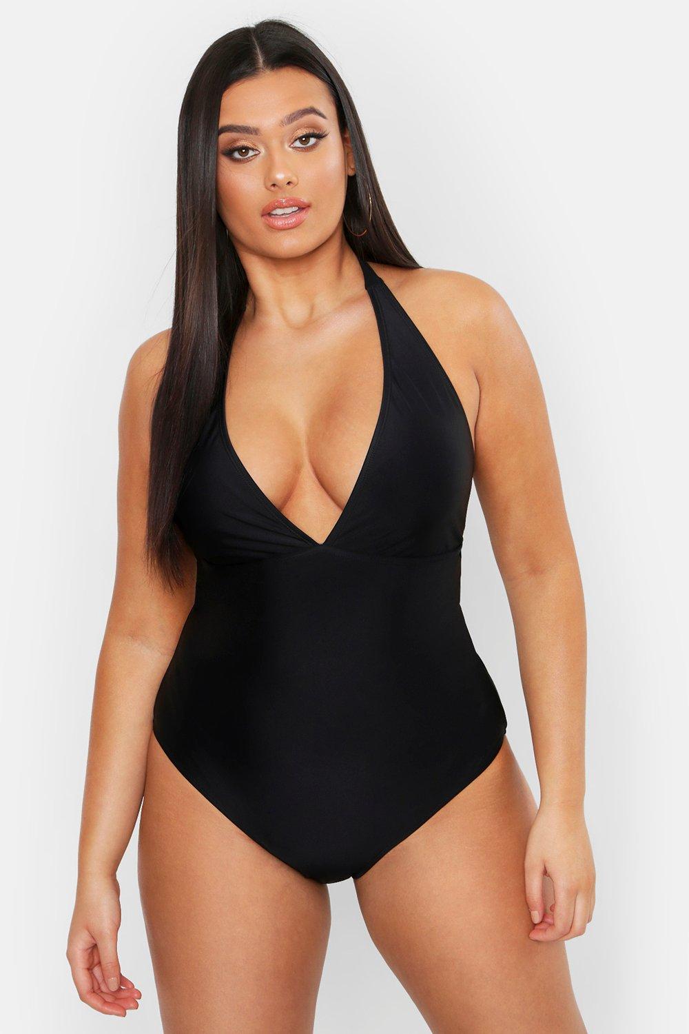 Plus size deals halter swimdress